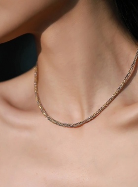 限量福利S925银三色编织八股蛇骨链项链