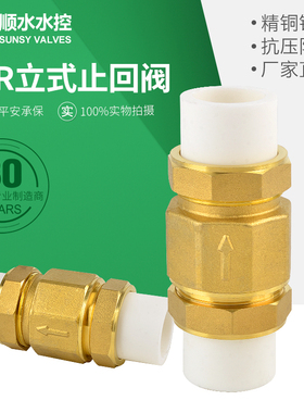 热熔活接PPR20黄铜PE立式弹簧止回阀返止水逆流自来水管4分6分1寸
