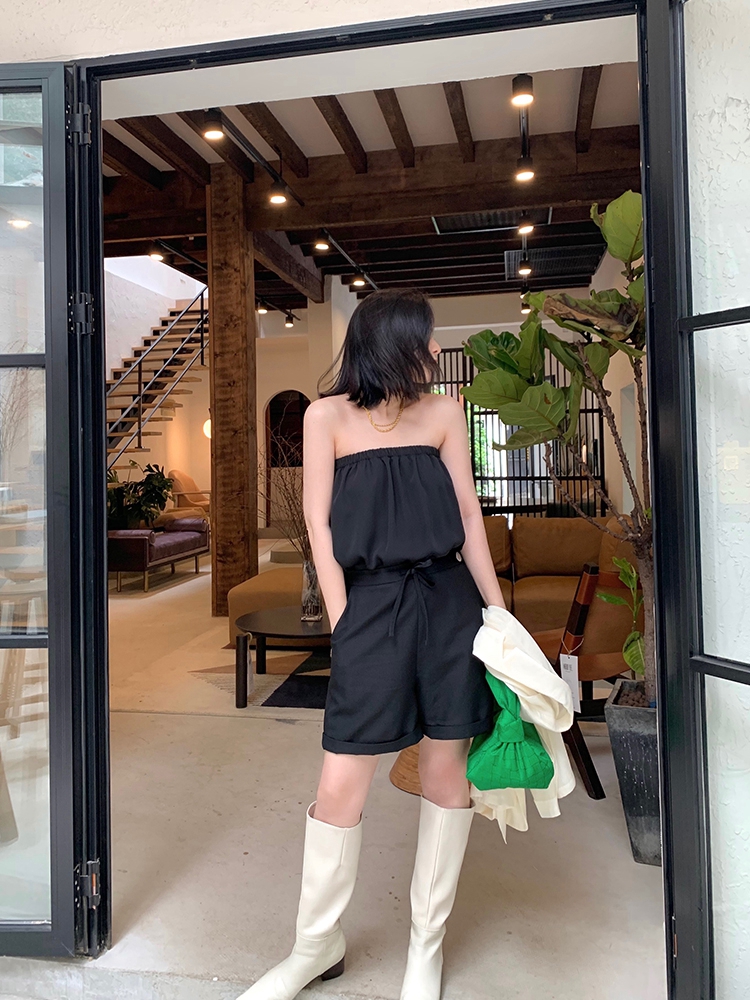 抹胸连体裤黑色时尚显瘦洋气减龄炸街网红连衣裤女气质阔腿短裤夏