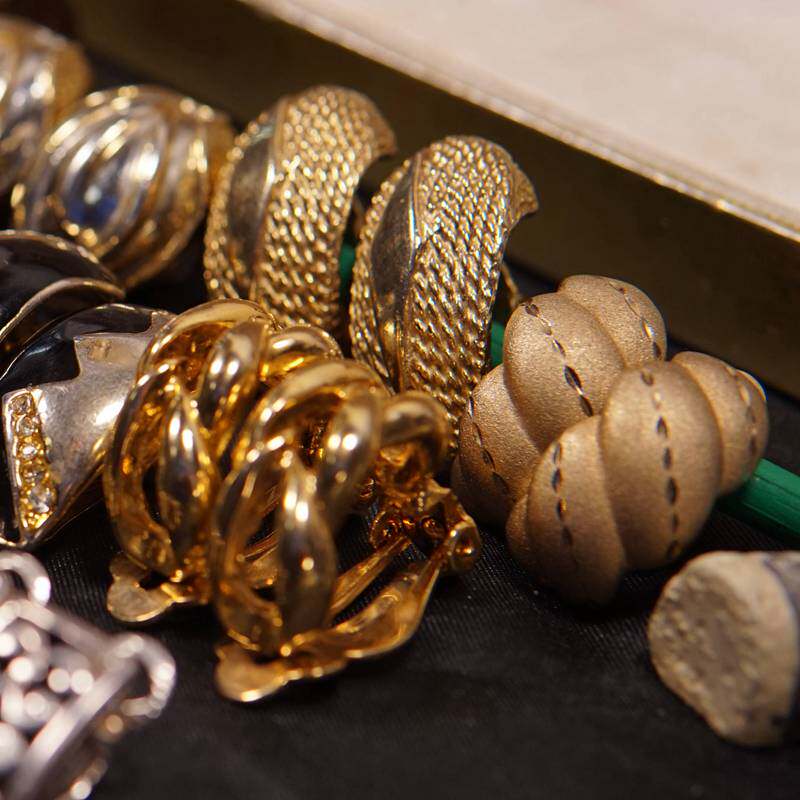 西洋古董中古首饰欧美Vintage宫廷复古半圈合金镀金耳夹耳钉耳环