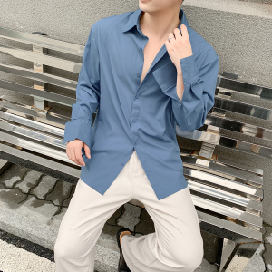 CS001-P58/2021潮流宽松白衬衫长袖韩版潮流秋季休闲百搭衬衣男士图片