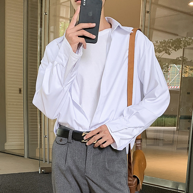 CS001-P58/2021潮流宽松白衬衫长袖韩版潮流秋季休闲百搭衬衣男士,男装衬衫,星座610A-3（原钱塘4015)