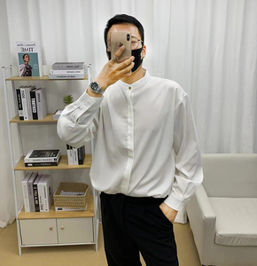 610A-3-CS142-P59韩版休闲潮流男士立领衬衫