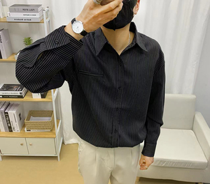 610A-3-CS148-P59 韩版男士条纹休闲长袖衬衫 潮流衬衣图片