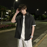CS093-P45男士条纹简约短袖衬衫韩版衬衣，男装衬衫，星座610A-3（原钱塘4015)
