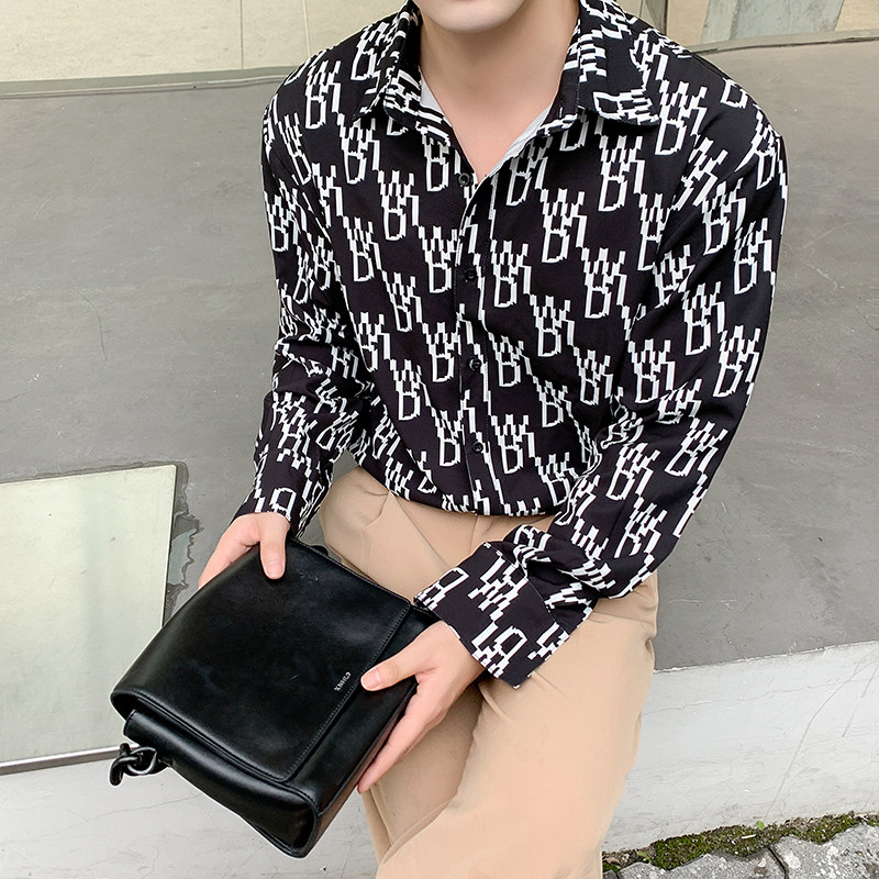 CS003-P65/2021数码印花衬衣帅气潮流韩风衬衫,男装衬衫,星座610A-3（原钱塘4015)