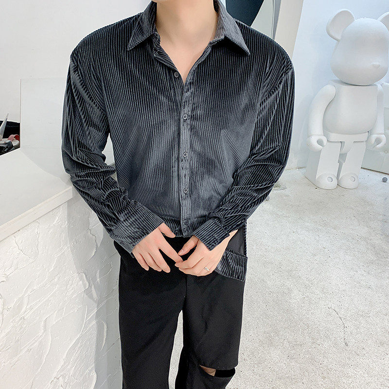 CS002-P58/2021男韩版百搭长袖休闲衬衣灯芯绒纯色衬衫外套,男装衬衫,星座610A-3（原钱塘4015)