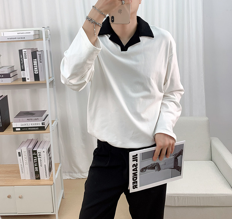 610A-3-TX010-P59秋季男士polo衫长袖t恤上衣翻领宽松潮流衣服,男装Polo衫,星座610A-3（原钱塘4015)