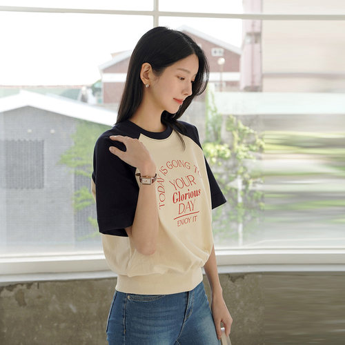 夏季新款韩版宽松百搭撞色T恤女