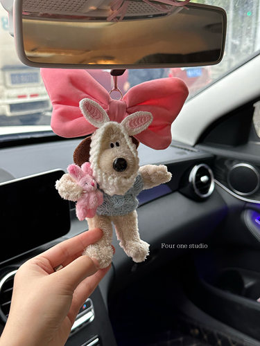 车载装饰品车挂蝴蝶结飞行员狗