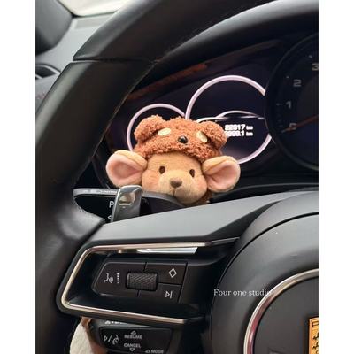怀挡小豆变装毛绒玩偶可爱少女心汽车转向灯饰品女生公仔
