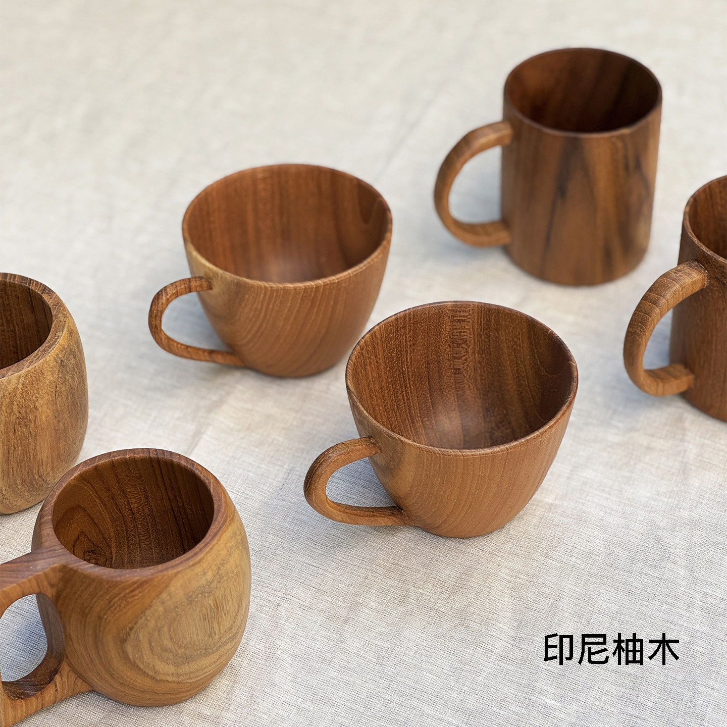 柚木纯木水杯日式实木杯子木质咖啡杯儿童木制马克杯木头茶杯木杯