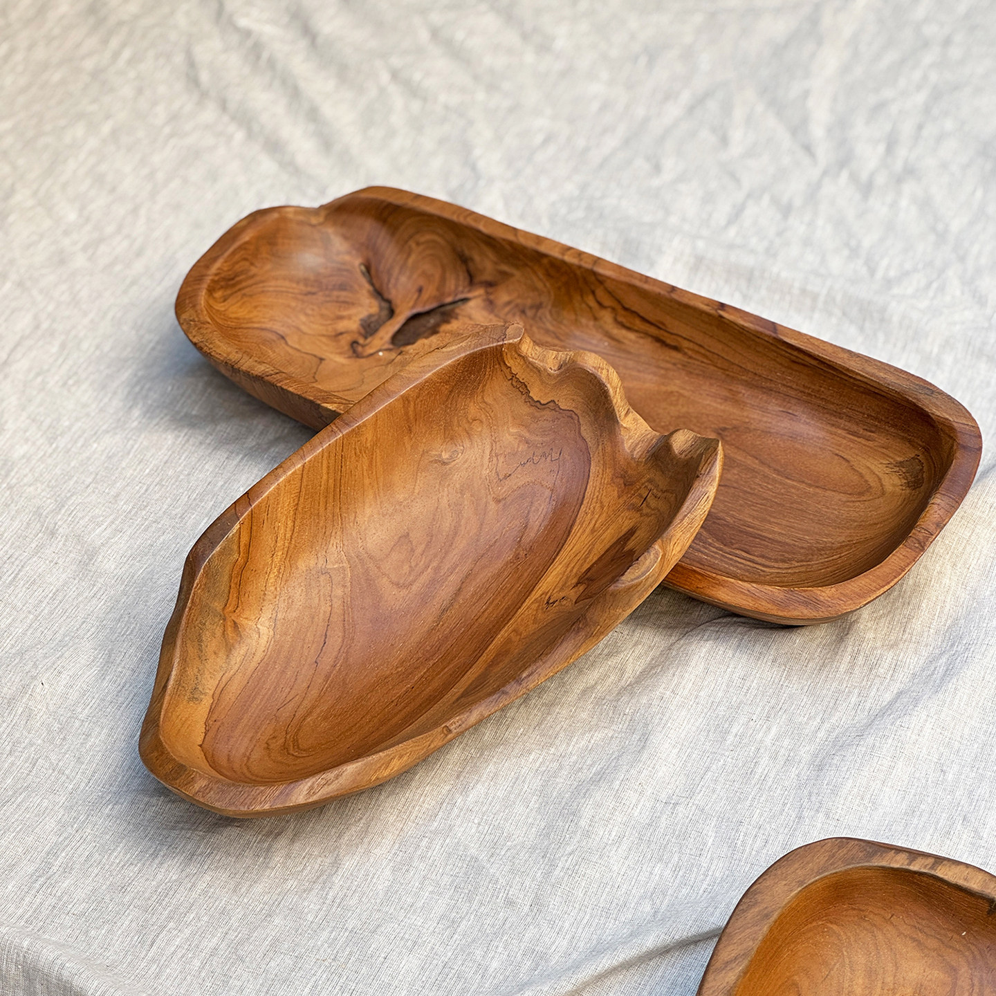 柚木长托盘木质不规则长条型果盘