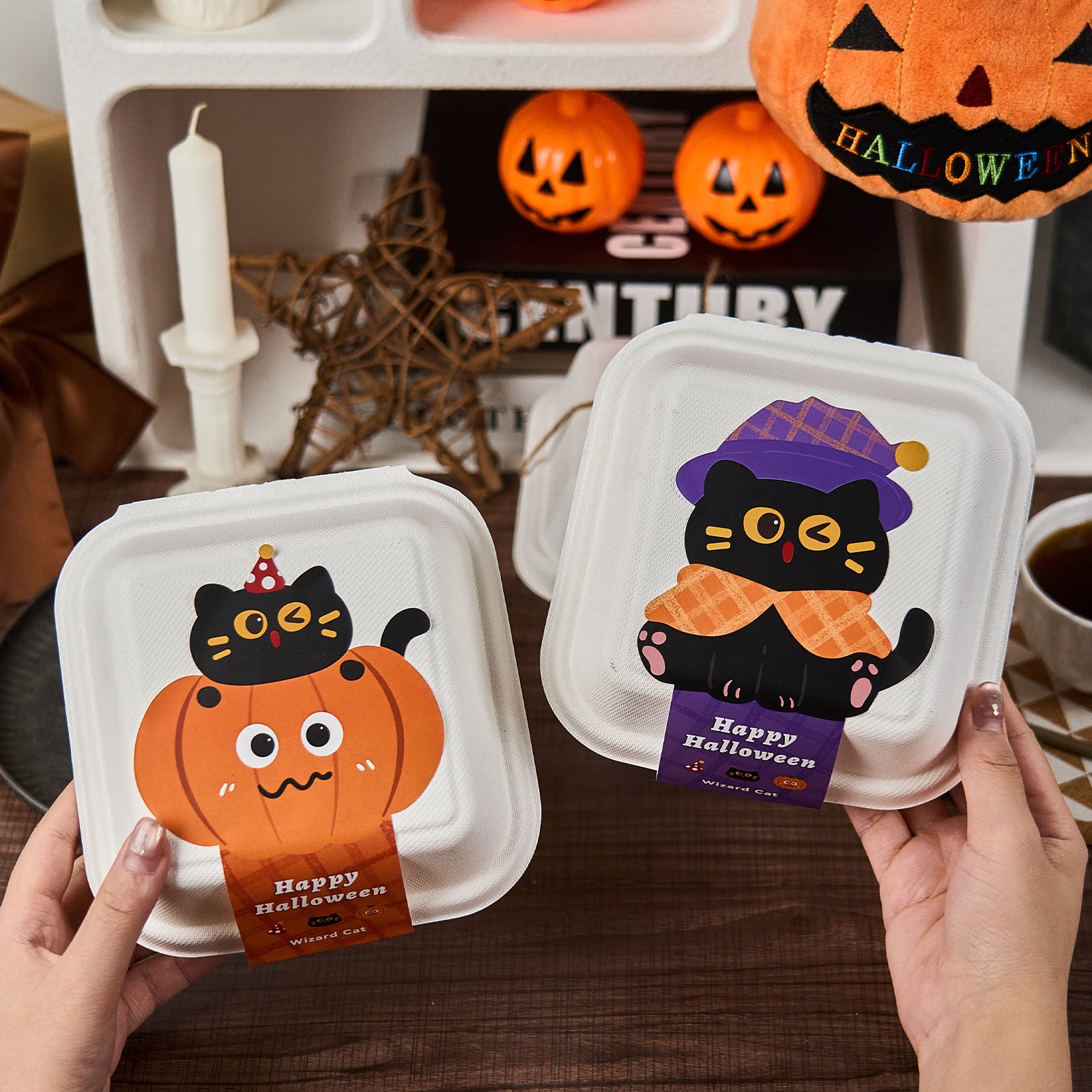 2025万圣节贴纸包装盒烘焙饼干曲奇打包盒盒子卡通不干胶封口贴