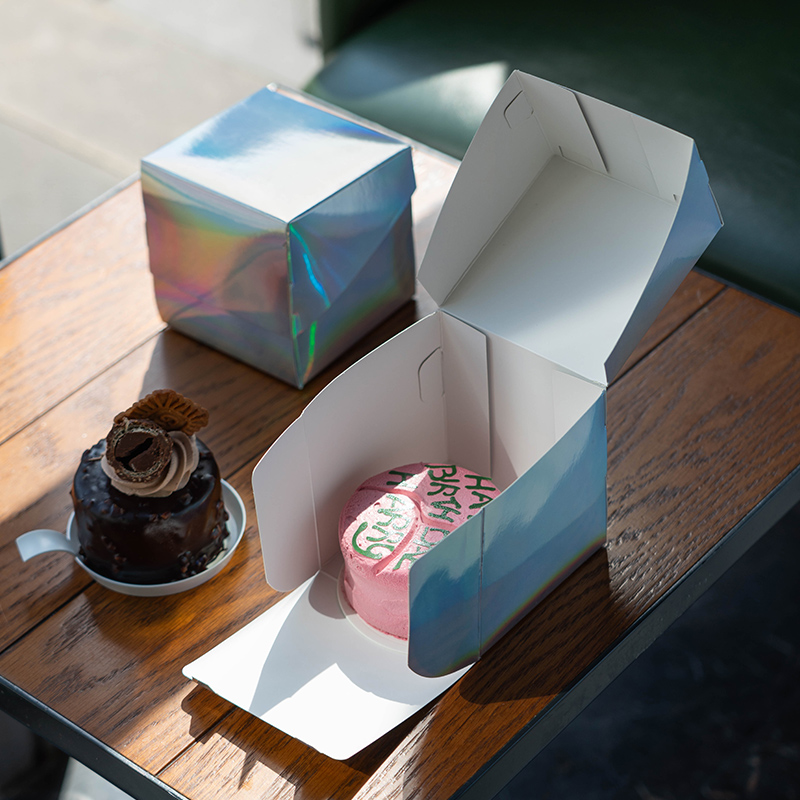单粒食品级镭射蛋糕慕斯切件切块甜品点心包装打包盒法甜西点定制