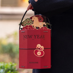 2026马年八边新年抱抱桶年货礼盒包装盒空盒子礼品盒春节饼干糖果