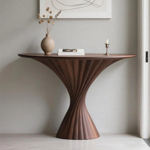 意式极简北美黑胡桃木实木玄关桌