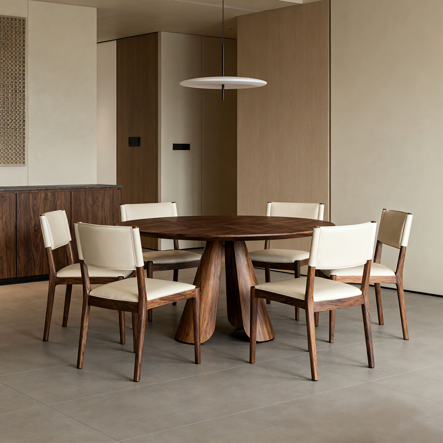 新中式饭桌宋式美学圆桌椅组合