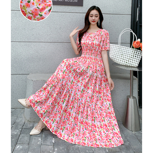 棉绸印花今年流行绝美海边度假旅游裙连衣裙长裙碎花裙法式复古