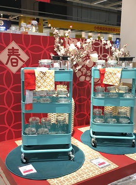 北京宜家代购  宜家IKEA 拉斯克 大号厨房推车  35*45*78 天蓝色