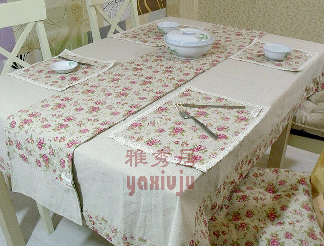 日韩风格 棉麻餐桌布 台布 椅垫 靠背垫 玫瑰,居家布艺,桌布,淘宝优惠券,粉丝福利购,淘宝优惠卷