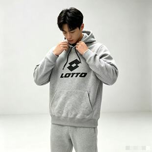 欧版 LOTTO 乐途 男子 加绒加厚柔软经典款连帽蓄热保暖运动卫衣