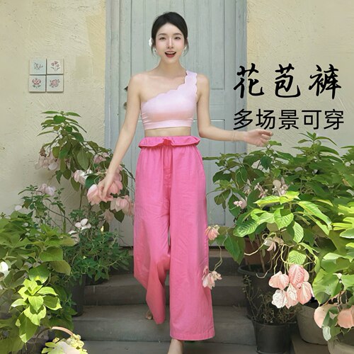 YSH/花苞裤 内观流禅意瑜伽阔腿裤纯棉休闲宽松外穿直筒运动裤女