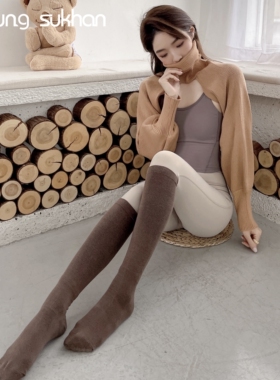 YEUNGSUKHAN/纯色压力小腿袜 密实针织瑜伽袜 搭配显高显瘦好比例