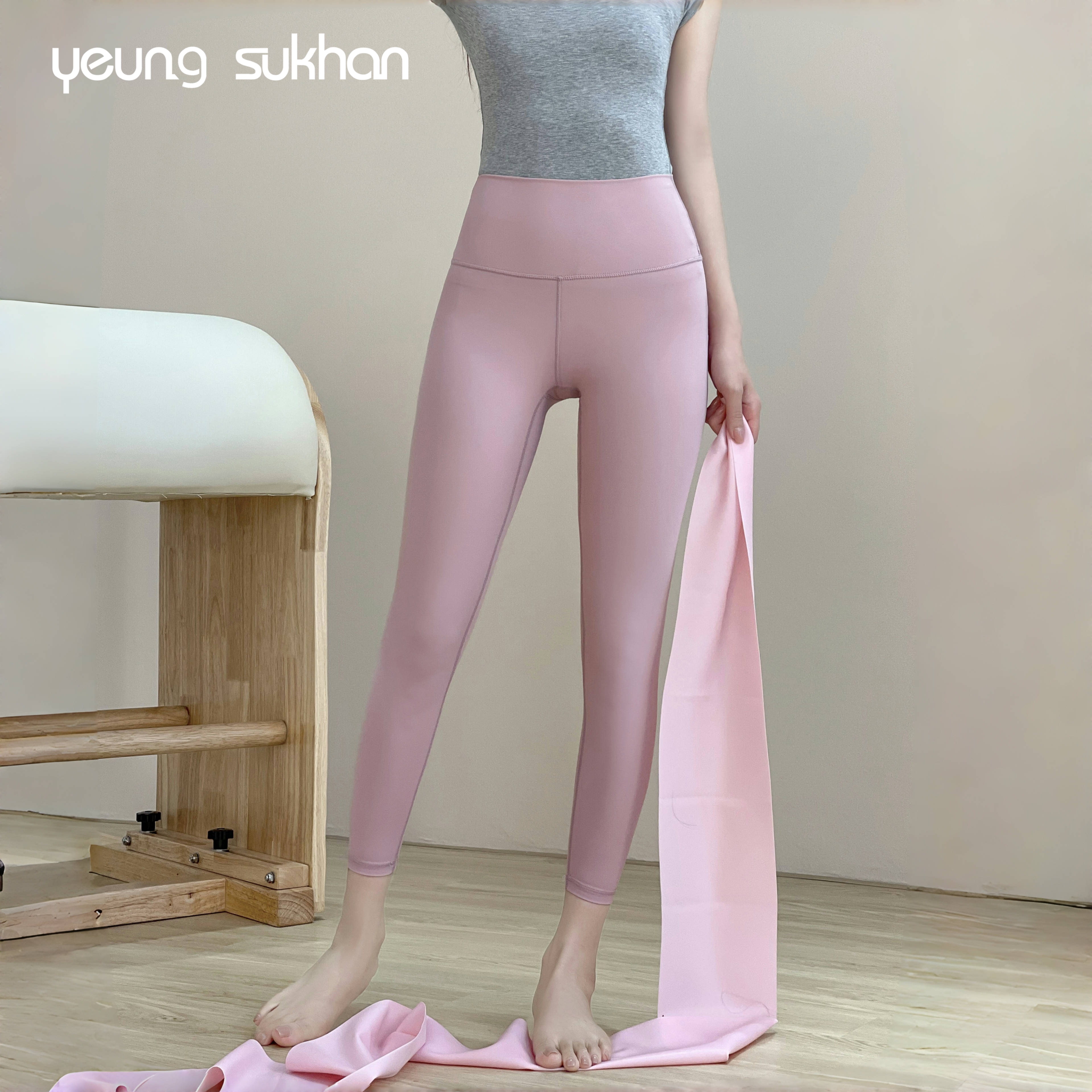 YEUNGSUKHAN裸感弹力高腰九分裤