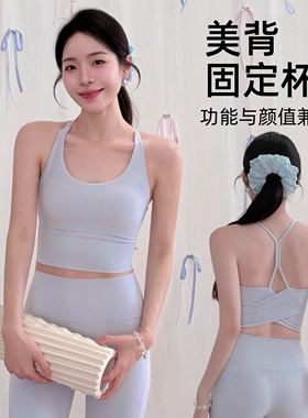 YSH/戚风背心 一体式交叉美背运动文胸高强防震瑜伽服普拉提上衣