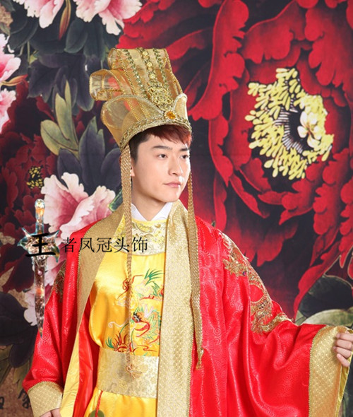 汉唐古装婚礼新郎帽子头饰