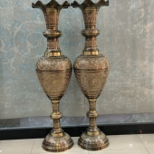 巴基斯坦铜雕工艺品一米五落地花瓶别墅客厅酒店摆件开业乔迁礼品