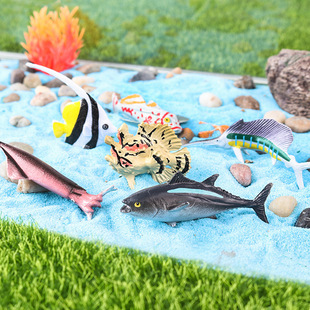 跨境海洋动物模型仿真金枪鱼马夫鱼绿鳍鱼鱿鱼深海鱼儿童早教认知