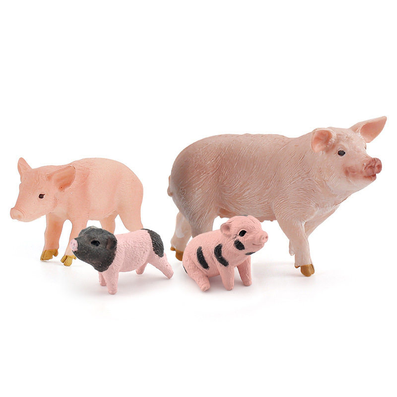 仿真静态农场家禽动物模型大母猪抱猪崽工人套装摆件手办玩具