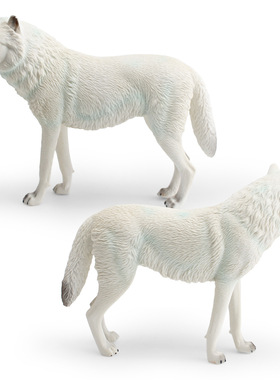 跨境仿真野生森林动物狼模型儿童认知棕狼白狼实心装饰摆件玩具