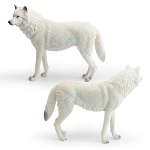 跨境仿真野生森林动物狼模型儿童认知棕狼白狼实心装饰摆件玩具