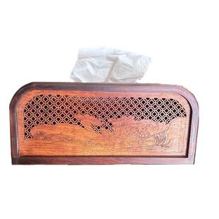 缅甸花梨木实木纸抽盒大果紫檀镶嵌酸枝木雕刻镂空纸巾盒收纳盒