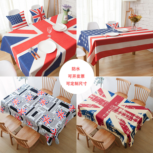 棉麻英国国旗桌布长方形美国旗台布茶几布防水可定制国旗图案尺寸