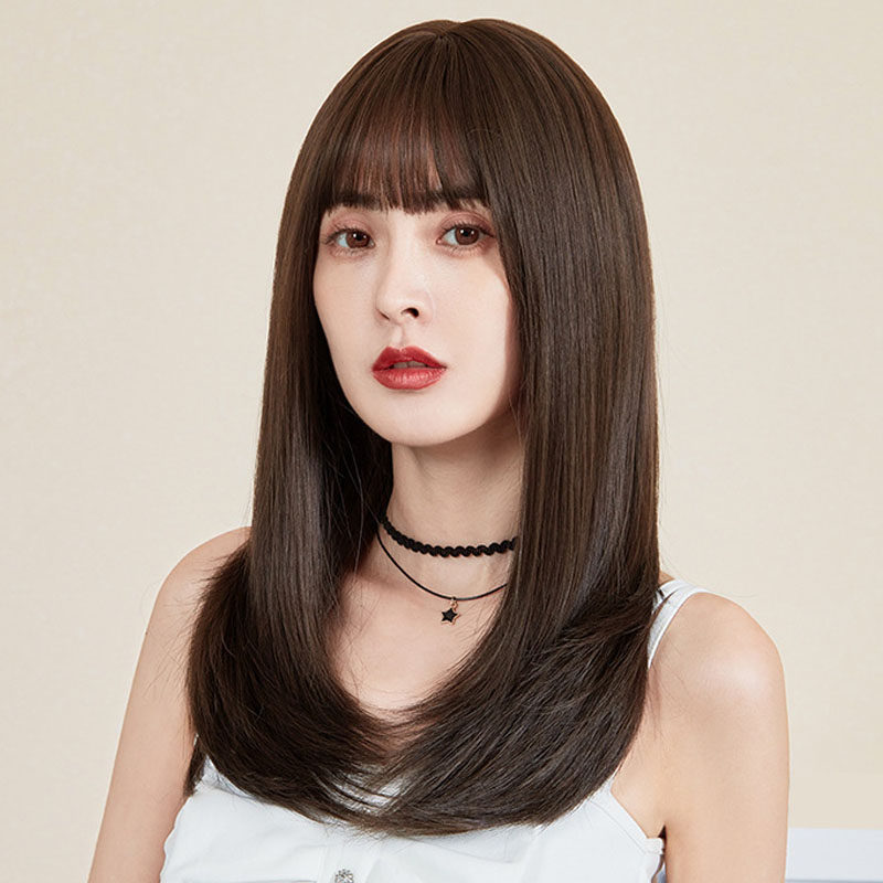 中长发全头套锁骨发假发女