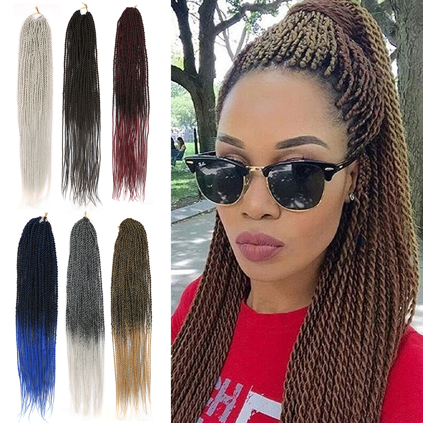 欧美假发女手搓辫子发非洲脏辫钩针发两股接发假发辫Twist hair