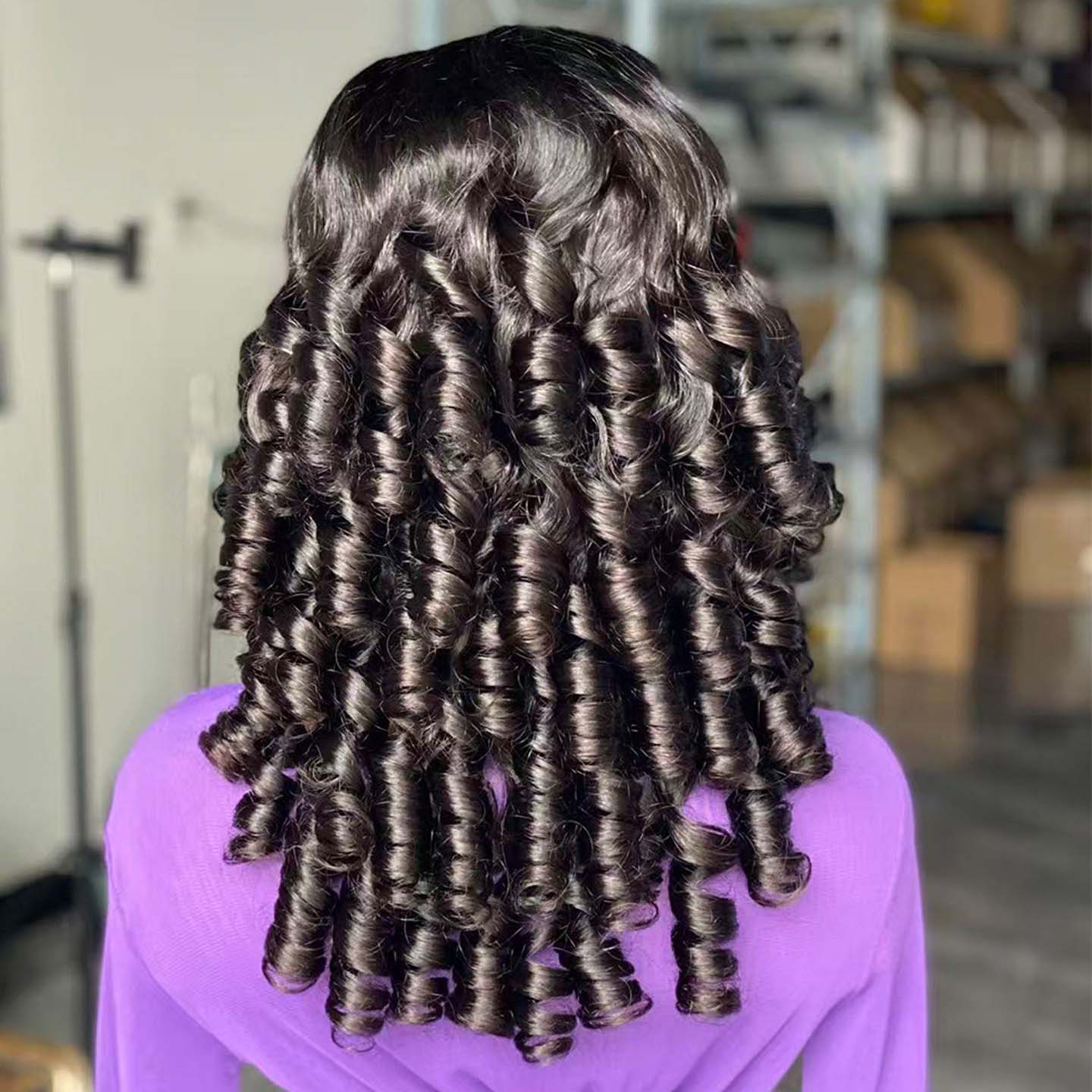 非洲假发女前手织蕾丝油条卷长卷发真发头套lace bouncy curl wig