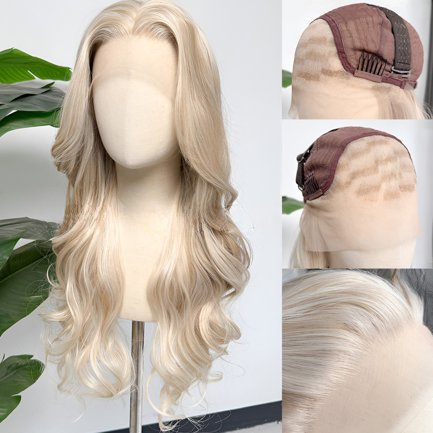欧美假发女前额蕾丝长卷发假发全头套奶油金大波浪长发lace wigs