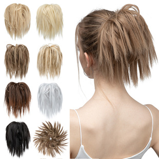 欧美假发女皮筋鸡窝头花苞头卷发圈假发圈蓬松自然长须丸子头发包