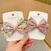 英国liberty碎花发饰发夹儿童蝴蝶结头饰发卡清新气质ins女童可爱