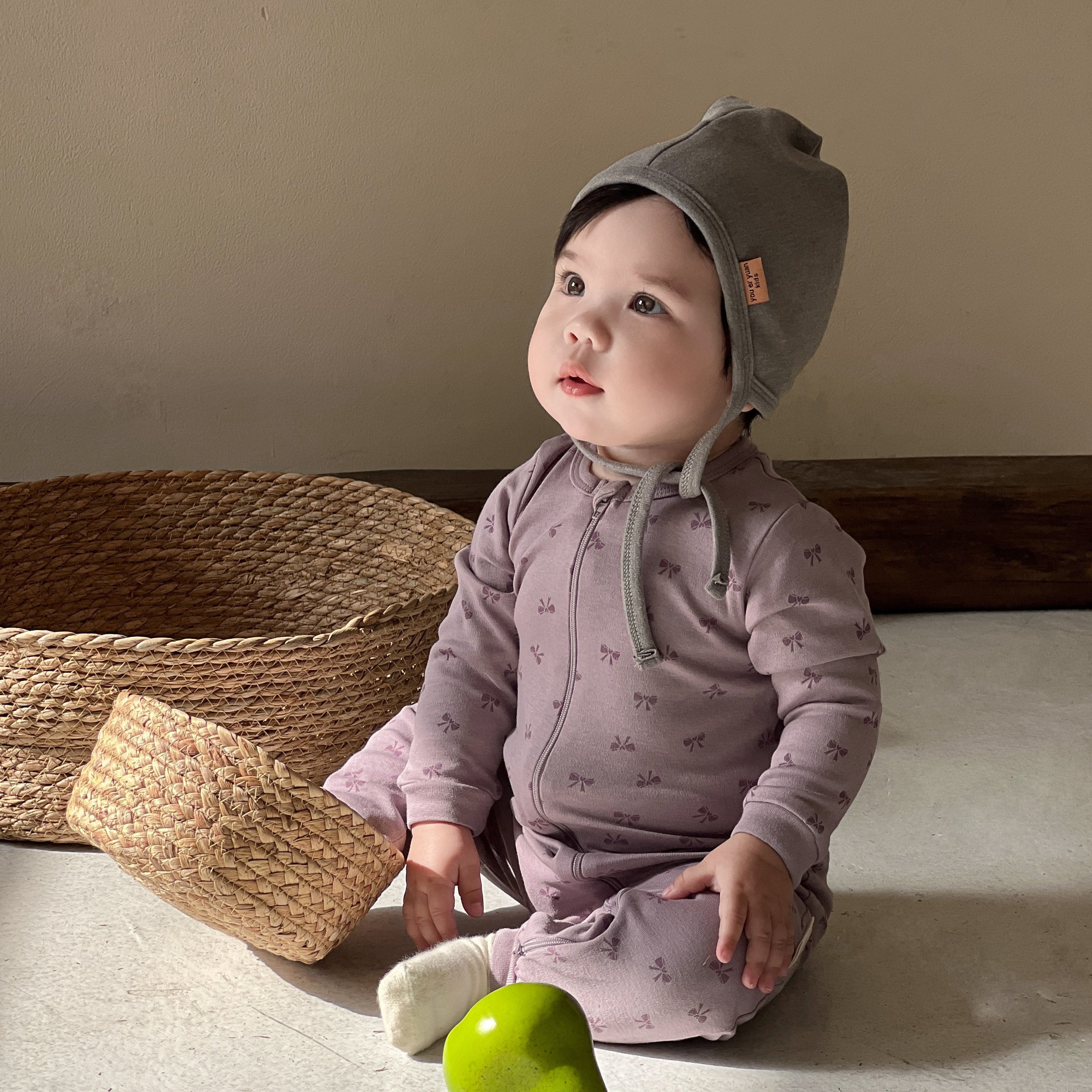 纯棉连帽连身衣婴儿四季款拉链爬连身衣/爬服/哈衣
