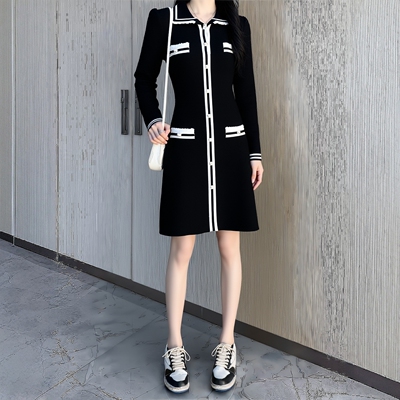 2025冬飘P系列 衣佳人折扣女装 娃娃领 小香风 高奢连衣裙 2808