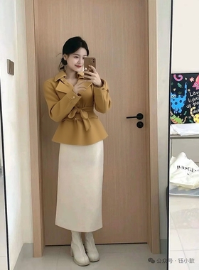 2025冬飘P系列1 衣佳人折扣女装 腰带收腰 短款双面呢大衣 4583