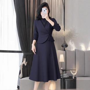 2025秋魅M系列 衣佳人折扣大码女装 半高领 假2件套连衣裙1118