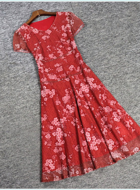 2025夏Y美系列1 衣佳人折扣女装  V字领 碎花 红色 连衣裙 143