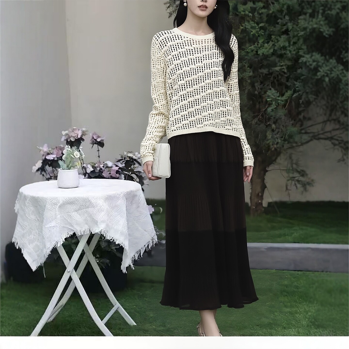 2026春魅M系列 衣佳人折扣女装 镂空针织衫拼吊带长裙连衣裙 3603